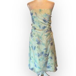 Alfred Angelo strapless ruched glitter floral midi dress